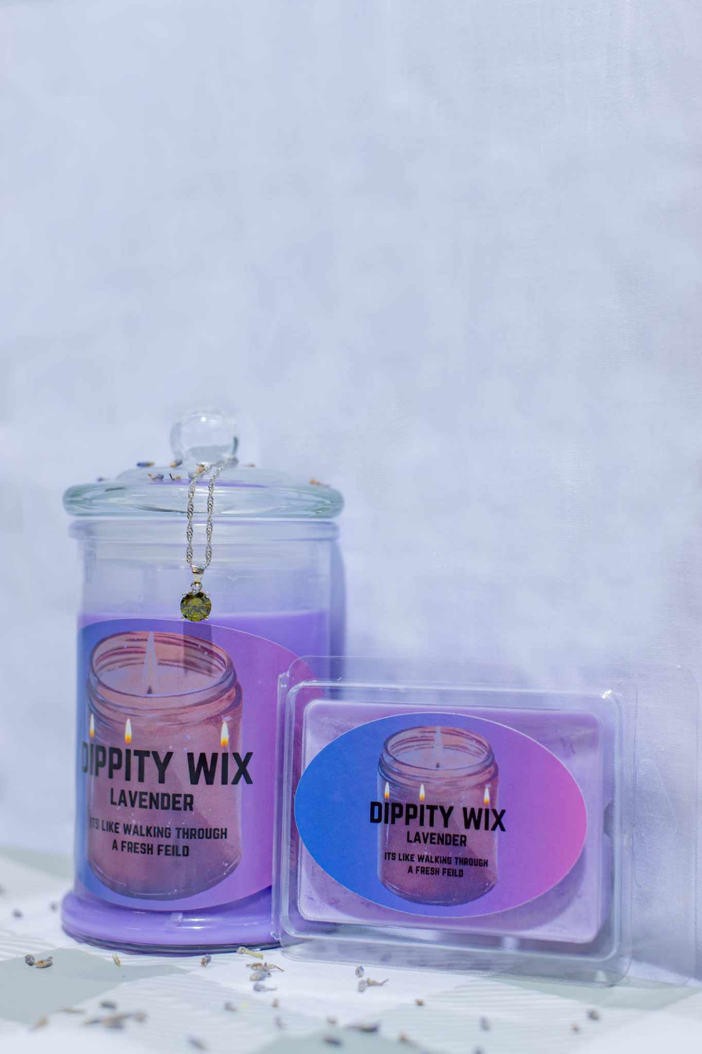 Lavender Scented Candle with hidden jewellery inside
