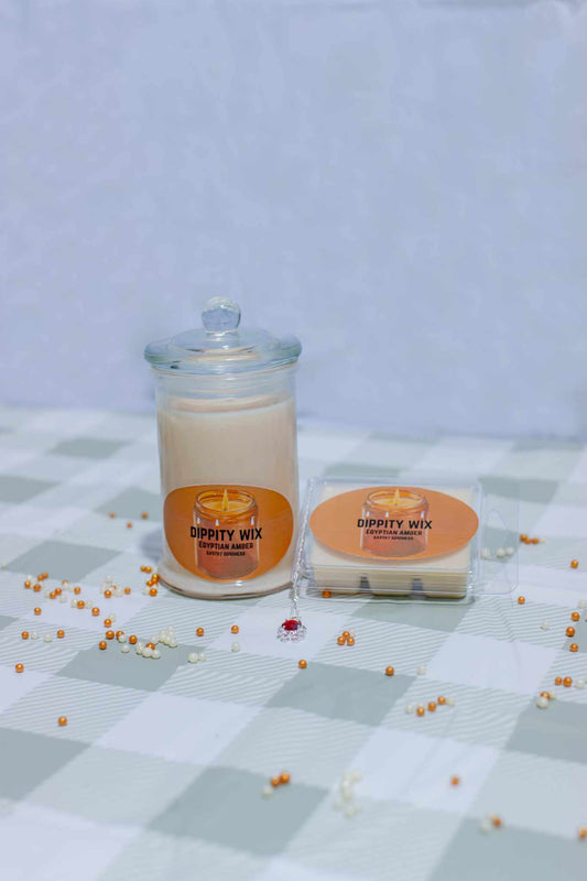 Egyptian Amber Scented Candle with hidden jewellery inside